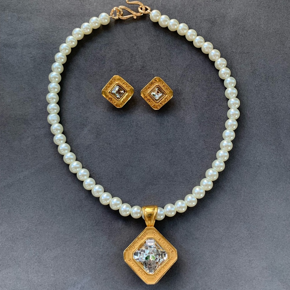 Rare Vintage Catherine Prevost Designer Pendant & Earrings W/Original Necklace